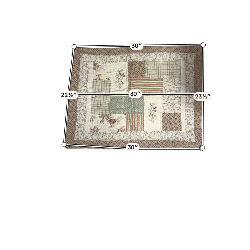 2 Vintage Country Farmhouse‎ Cottage Patchwork Floral & Plaid Pillow Shams